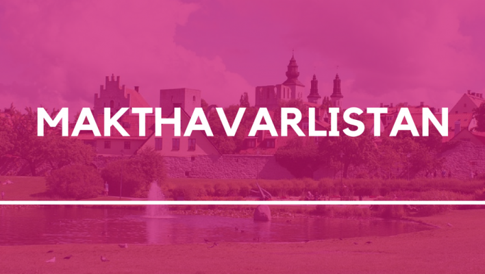 Makthavarlistans originalbild med Visbys stadssiluett och rubriken Makthavarlistan